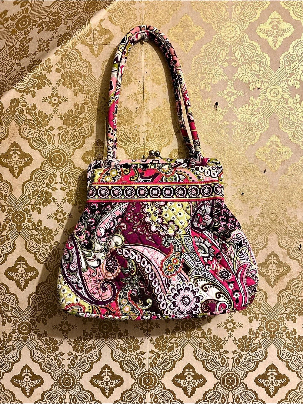 Vera Bradley Very Berry Paisley Frame Bag Kiss Lock Shoulder Purse Retired Like